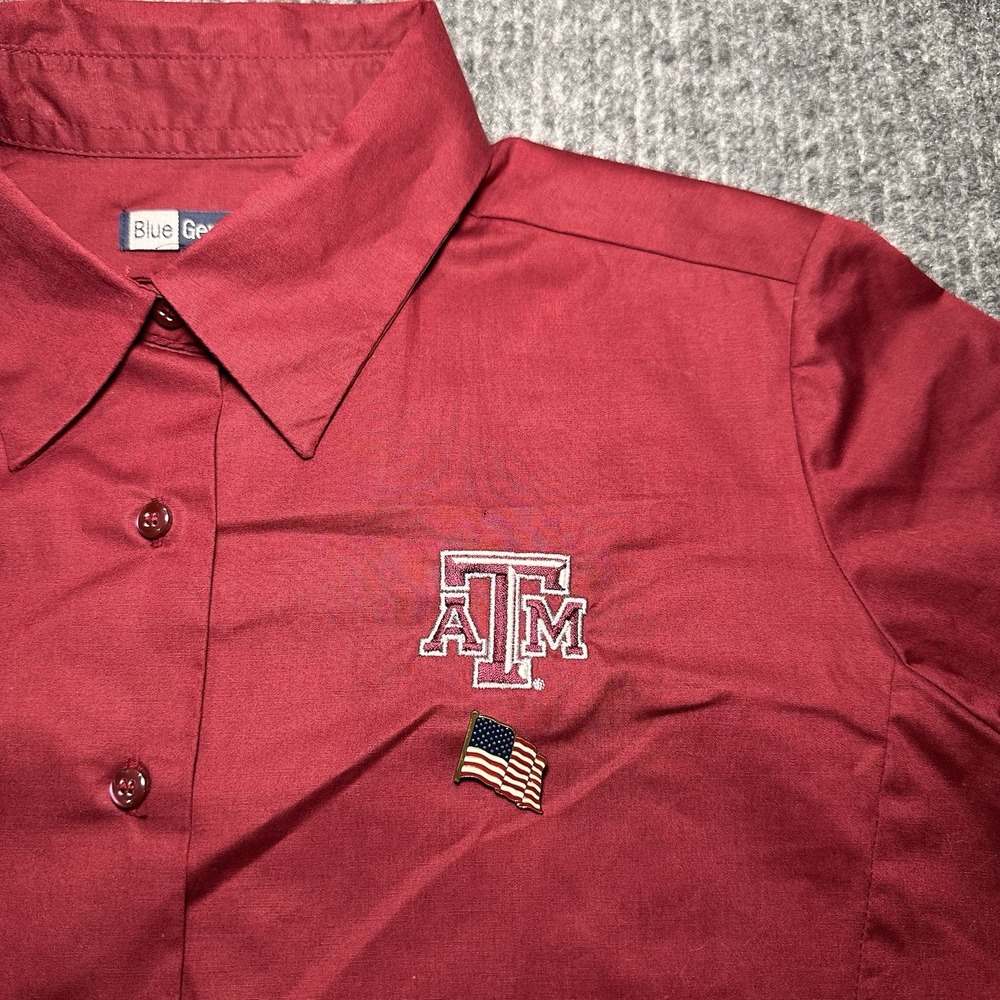 Texas A&M Aggie Long Sleeve Button‎ Up Shirt Women Sz Small Blue Generation